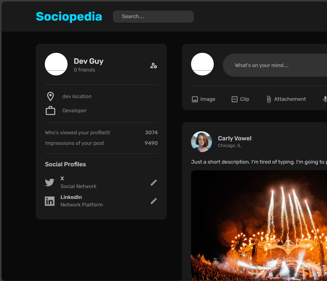 Sociopedia React Application